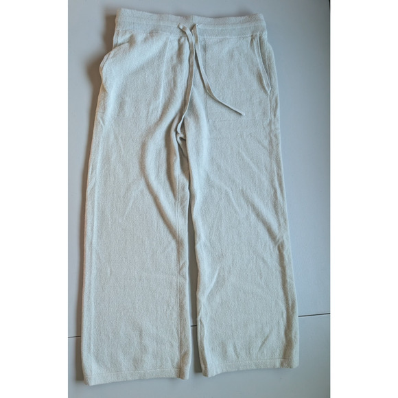 New White + Warren 100% Cashmere Zip Jacket Wide leg Pants Set Sz M Mint 9A602 - Picture 10 of 13